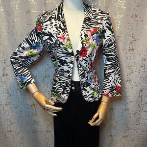 Floral Zebra Print Women's Blazer Pant Set